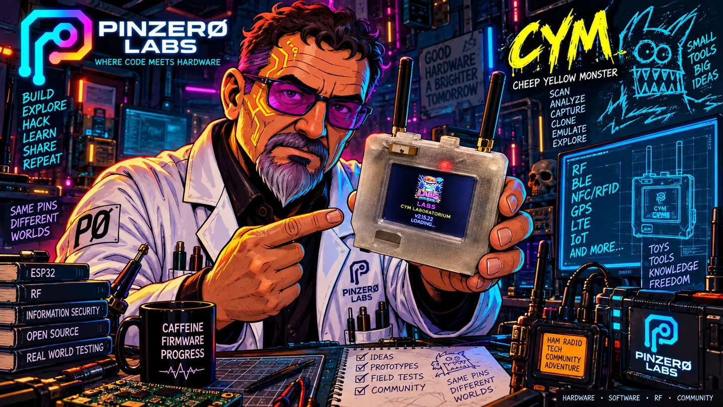 Professor Zero with CYM in the illustrated PinZero Labs workshop